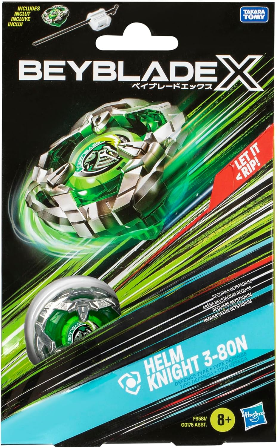 Beyblade X Starter Pack – F9581 – Kreisel & Launcher – Helm Knight 3-80N