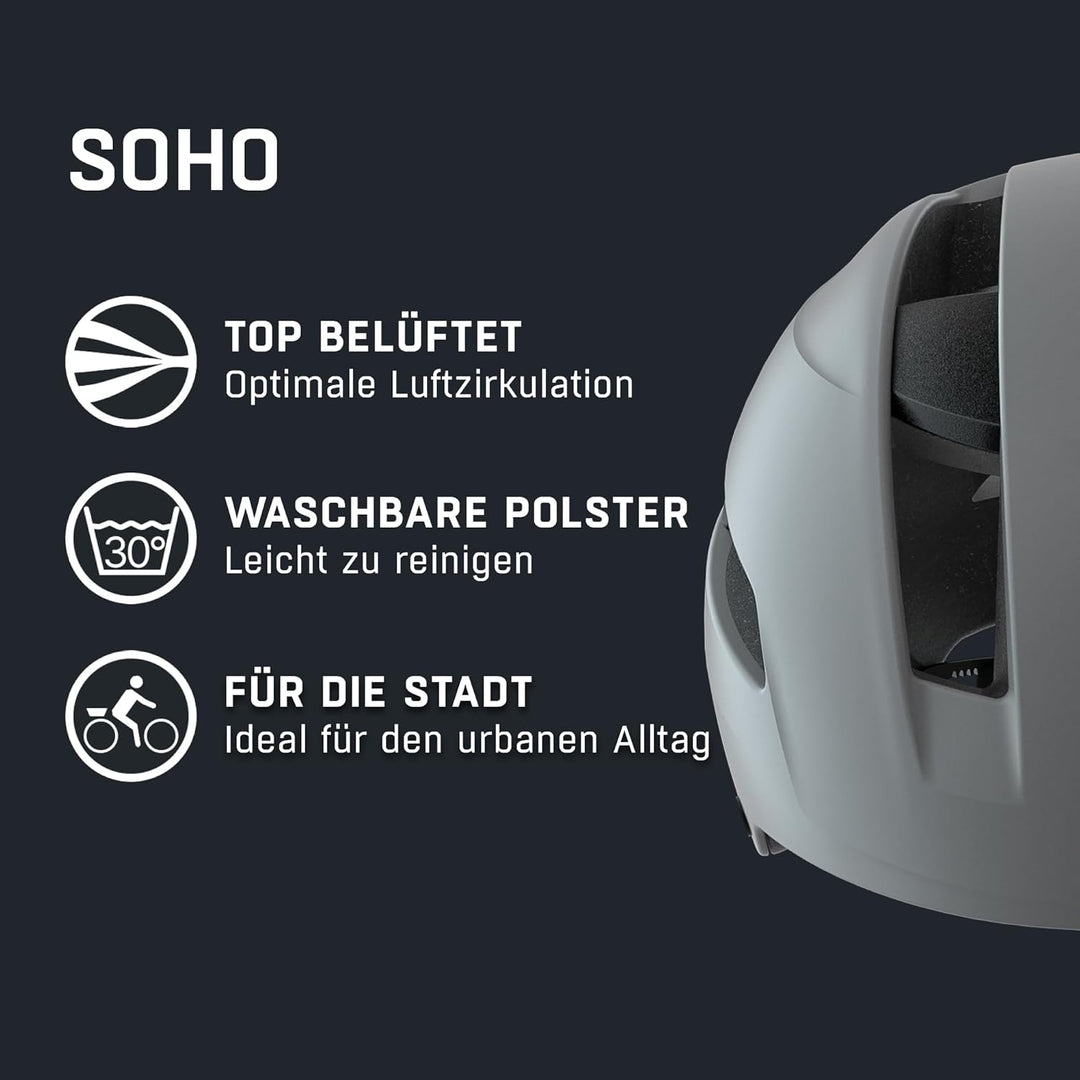 ALPINA SOHO - Extrem Robuster, Leichter & Individuell Anpassbarer Urban Fahrradhelm Für Erwachsene c