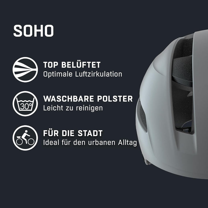 ALPINA SOHO - Extrem Robuster, Leichter & Individuell Anpassbarer Urban Fahrradhelm Für Erwachsene c