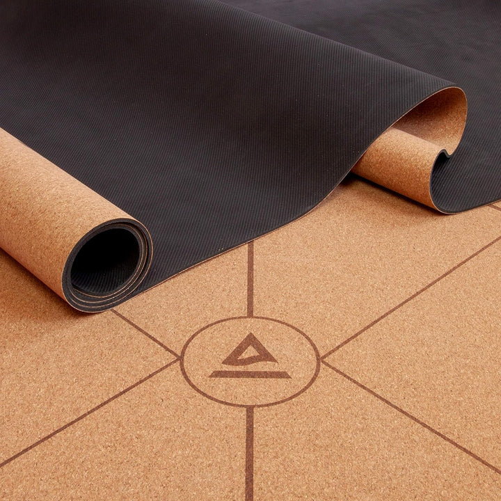 Yogamatte Comfort Line Alignment Yoga Matte 3-5 mm aus Kork mit Hilfslinien - 66 cm breit 5 mm stark