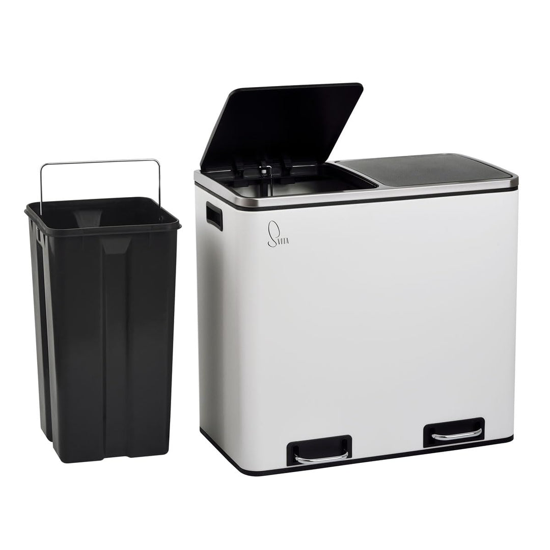 SVITA TM2X24 Treteimer 48 Liter Abfalleimer Mülleimer Design Mülltrennung Papierkorb Küchen-Ordnung