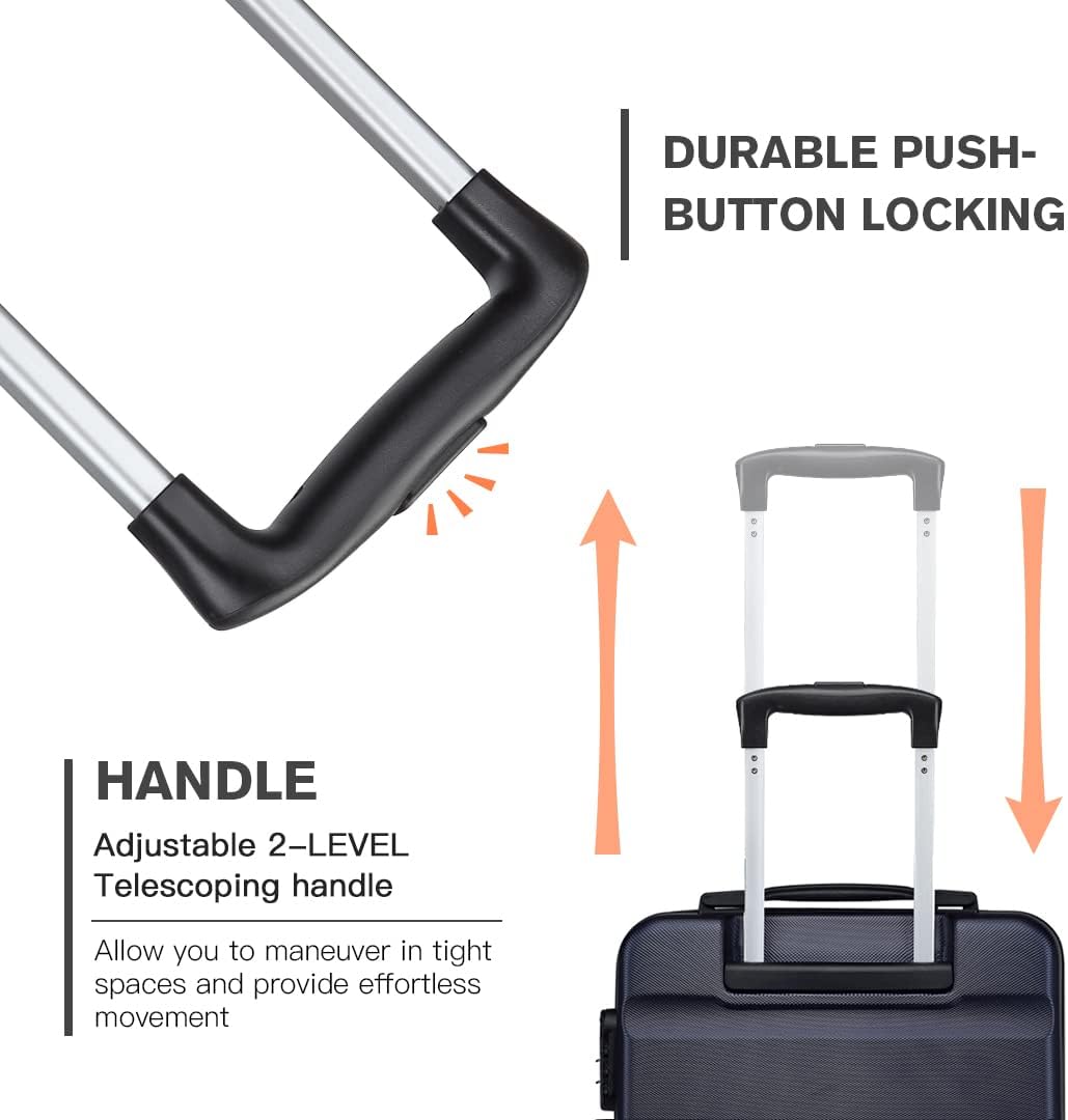 KONO Koffer Trolley Handgepäck Leicht Hartschalenkoffer aus ABS Reisekoffer mit 4 Rollen Gross Koffe