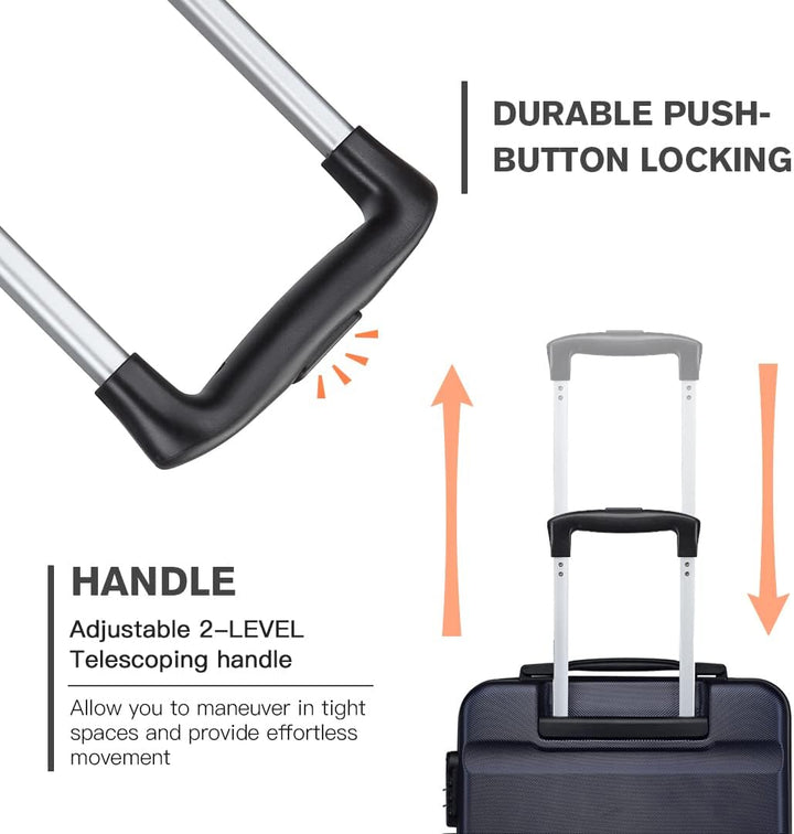 KONO Koffer Trolley Handgepäck Leicht Hartschalenkoffer aus ABS Reisekoffer mit 4 Rollen Gross Koffe