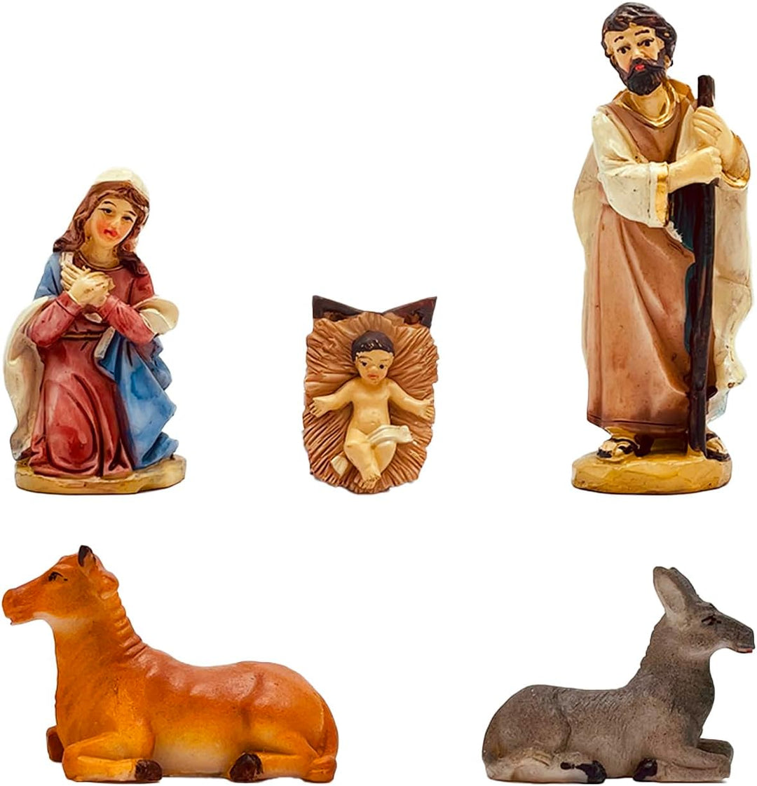 Gesar Krippenfiguren 3,5 cm 5 Stück - Set 5 Stück Krippe aus Kunstharz 3,5 cm - Krippenfiguren - Kri