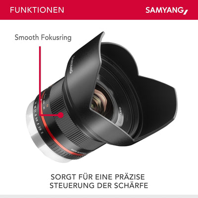 Samyang 12mm F2.0 APS-C Fuji X schwarz - Weitwinkel Festbrennweite Objektiv für Fuji X, manueller Fo