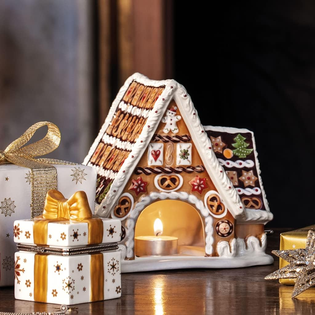 Villeroy und Boch Christmas Toys Spieluhr "Lebkuchenhaus", Porzellan, Weiss/Beige