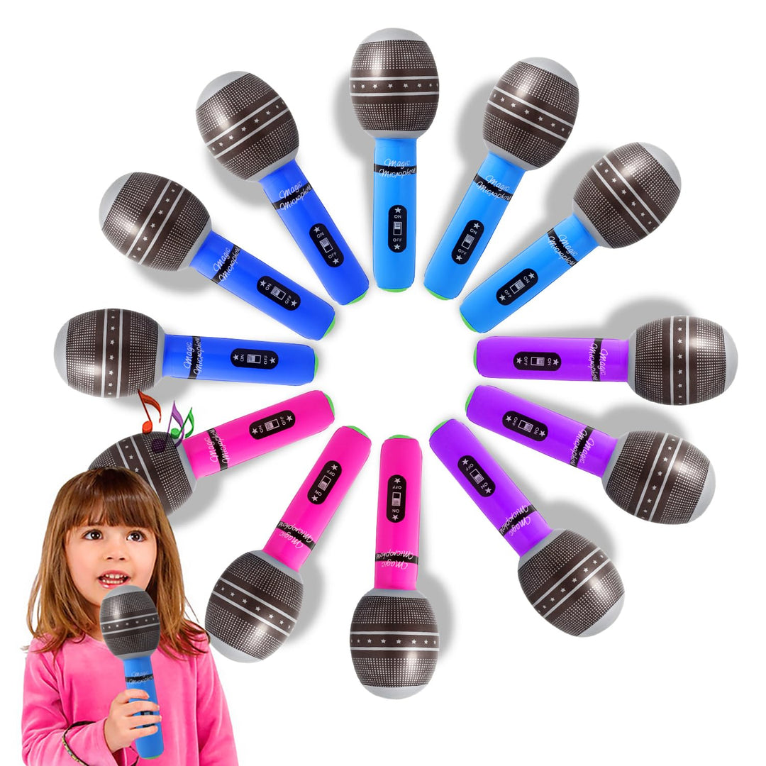 Aufblasbares Mikrofon-Set Novelty Place für Kinder und Erwachsene, 10 Zoll (12er-Pack)