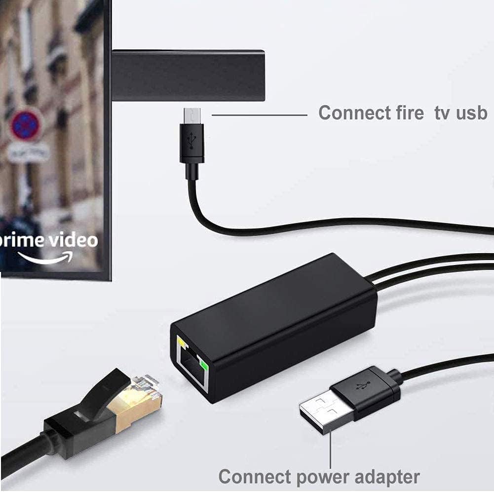 Fire TV Stick Ethernet Adapter, Ethernet Adapter für Fire Stick und Chromecast, Chromecast Ultra 4k,