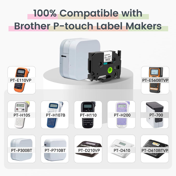 6x Markurlife TZe Schriftband 12mm Kompatibel mit Brother P-Touch Bänder TZe-231 12mm 0,47 laminiert