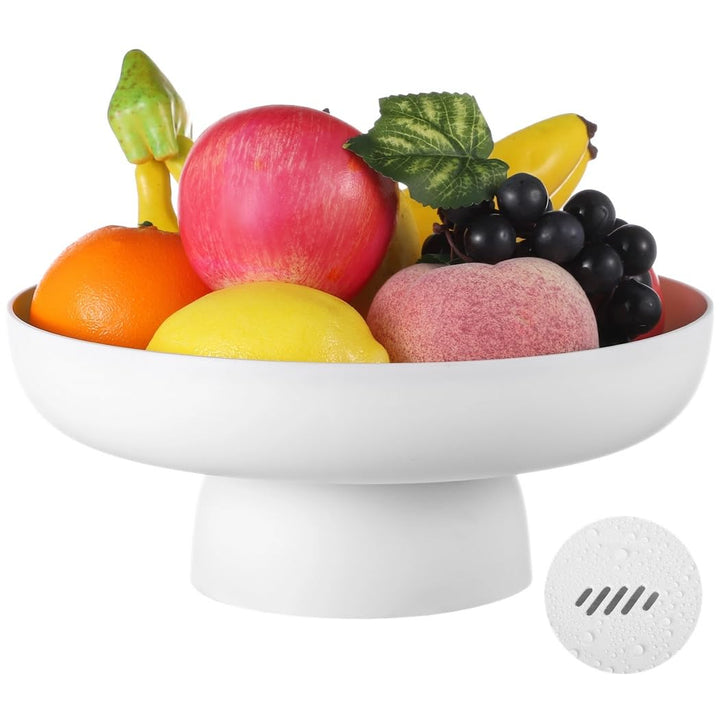 Obstschale mit Abflusslöchern, 10,2" grosser Obstkorb mit abnehmbarem Sockel, weisse Kunststoff-Deko