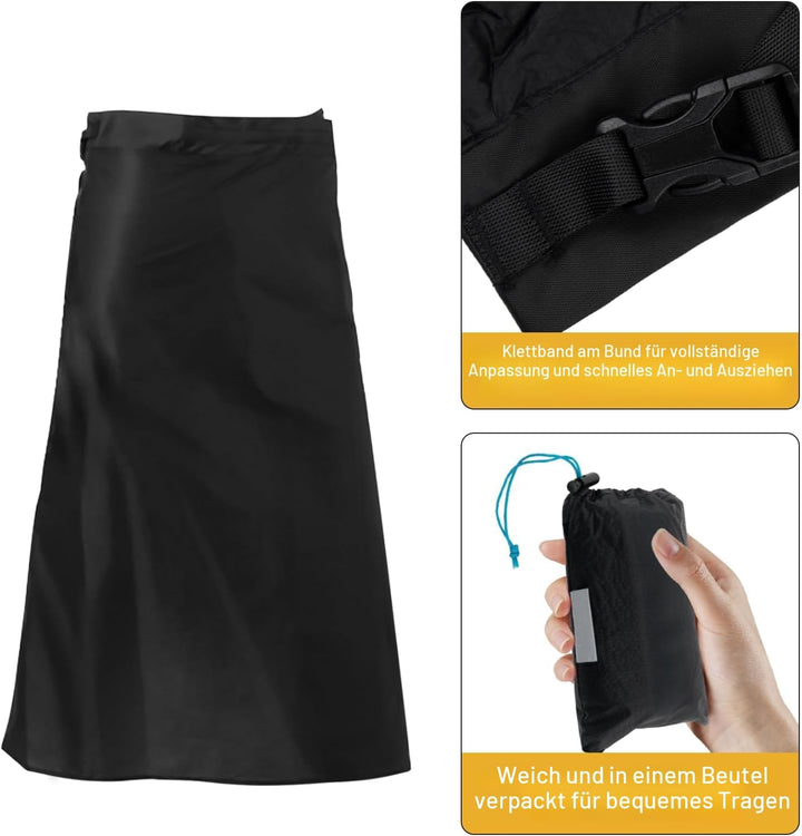 Ultraleichter, dünner Regenrock, wasserdicht, leicht, 15D-Nylon, Kilt-Regenhose, Wandern, multifunkt