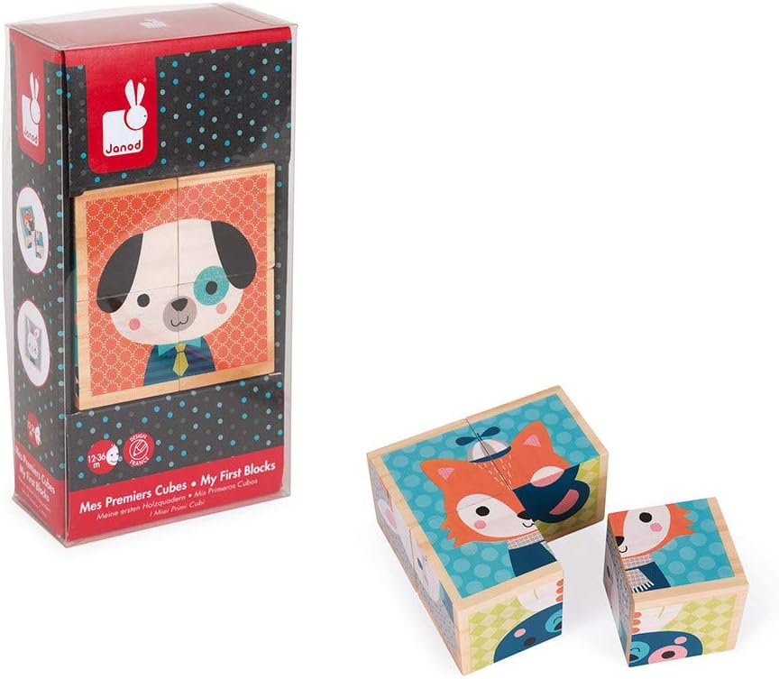 Janod J08000 My First Wooden Blocks, Forest Portraits Waldfiguren, Waldfiguren