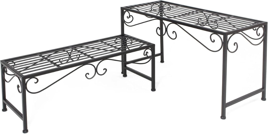 FRANK FLECHTWAREN Metall-Bank Ranken, 2er Set, Masse: 64 x 24 x 25 cm, 68 x 28 x 40 cm