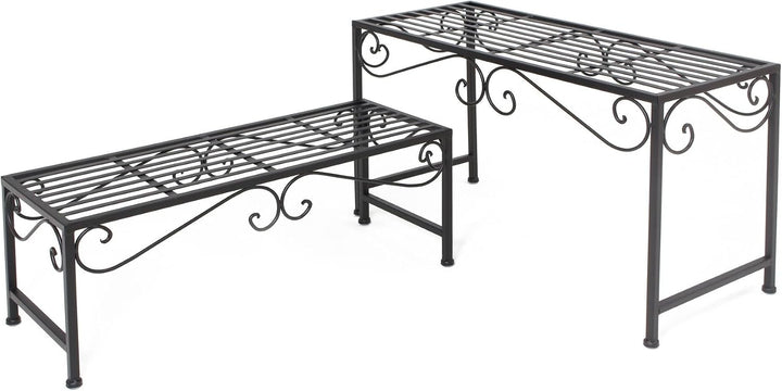 FRANK FLECHTWAREN Metall-Bank Ranken, 2er Set, Masse: 64 x 24 x 25 cm, 68 x 28 x 40 cm