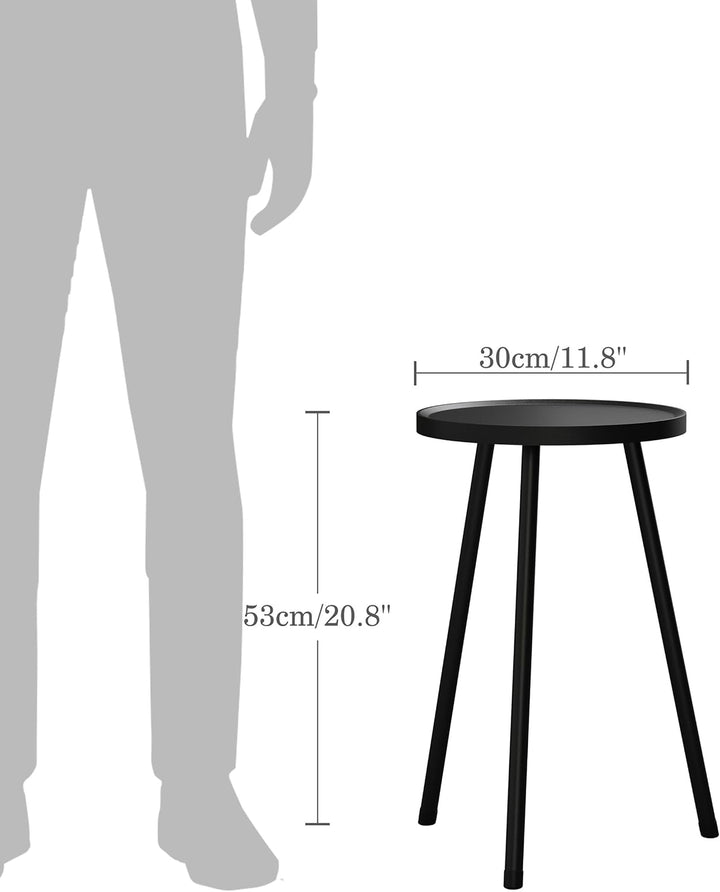 Kleiner Tisch Runder Beistelltisch LET520BK | Praktischer Nachttisch|Vielseitiger Blumenständer|Idea