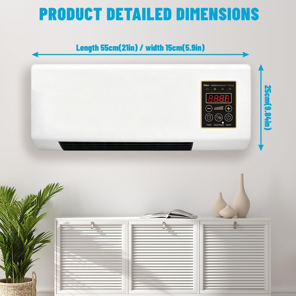 Tragbarer Ventilator 2000W Mobil mit Kühlen & Heizen, Fernbedienung, 8h-Timer, Flüsterleise für Schl