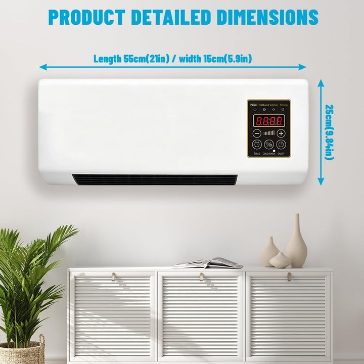 Tragbarer Ventilator 2000W Mobil mit Kühlen & Heizen, Fernbedienung, 8h-Timer, Flüsterleise für Schl