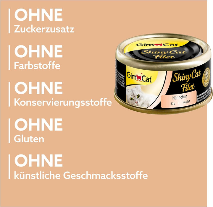 GimCat ShinyCat Filet Hühnchen - Katzenfutter mit saftigem Filet ohne Zuckerzusatz für ausgewachsene