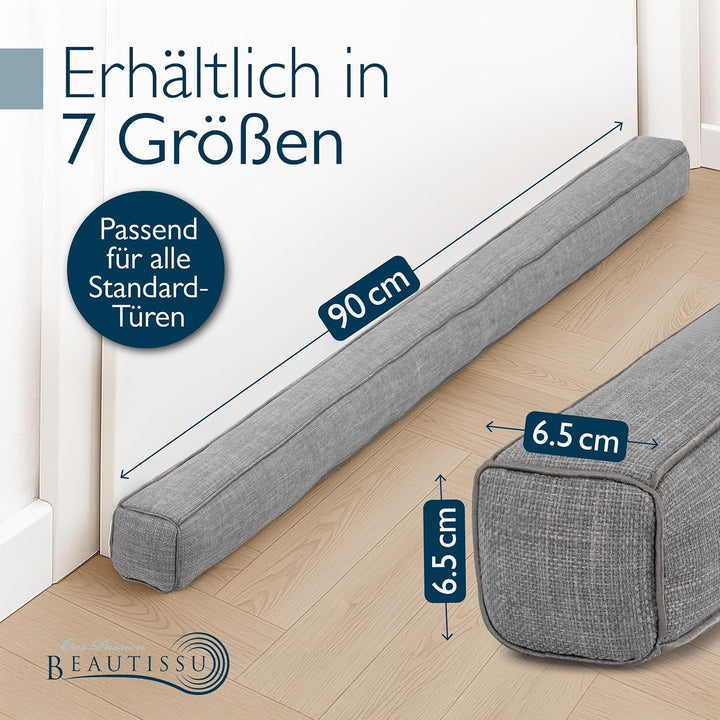 Beautissu Zugluftstopper für Türen 90cm – Wärmeschutz & Kälteschutz Türluftstopper Grau – Stoff Wind