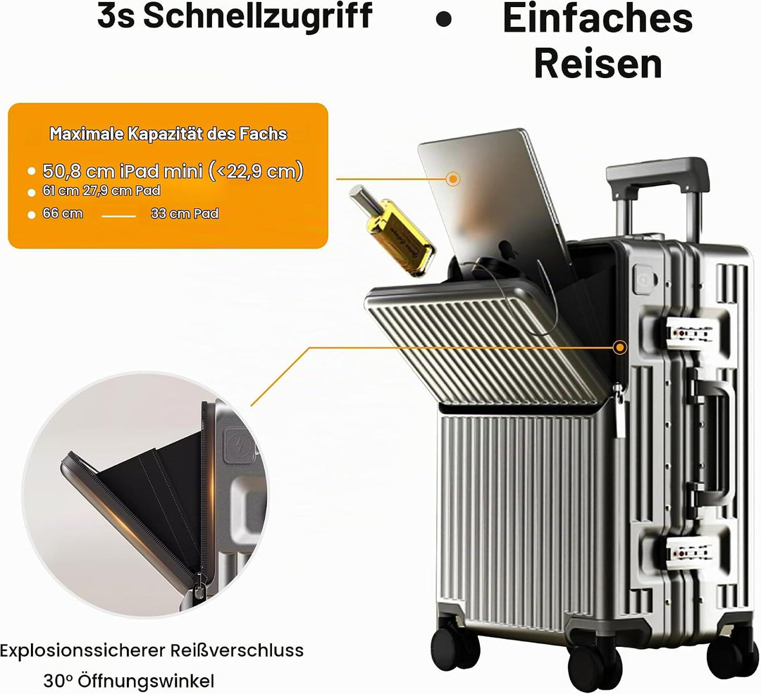 Reisekoffer, TSA-geprüft, Hartschale, Rahmen aus Aluminium, druckfest, für Gepäck von 50,8 / 61,4 /