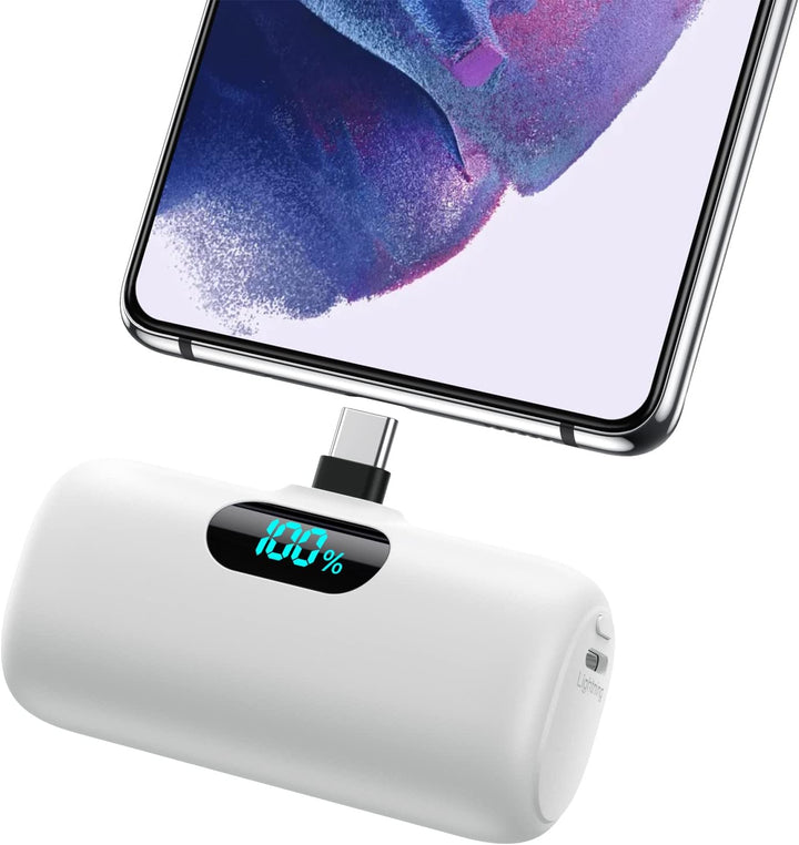 Feob Power Bank USB C 5000mAh, 15W PD 3.0A Schnelles Aufladen Powerbank Schlank LCD Display Extrener