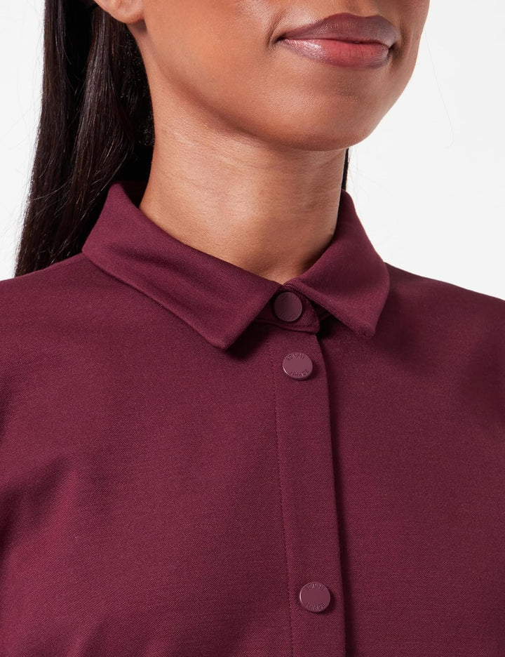 ESPRIT Hemdblusenkleid aus Punto-Jersey 30 515/Aubergine, 30 515/Aubergine