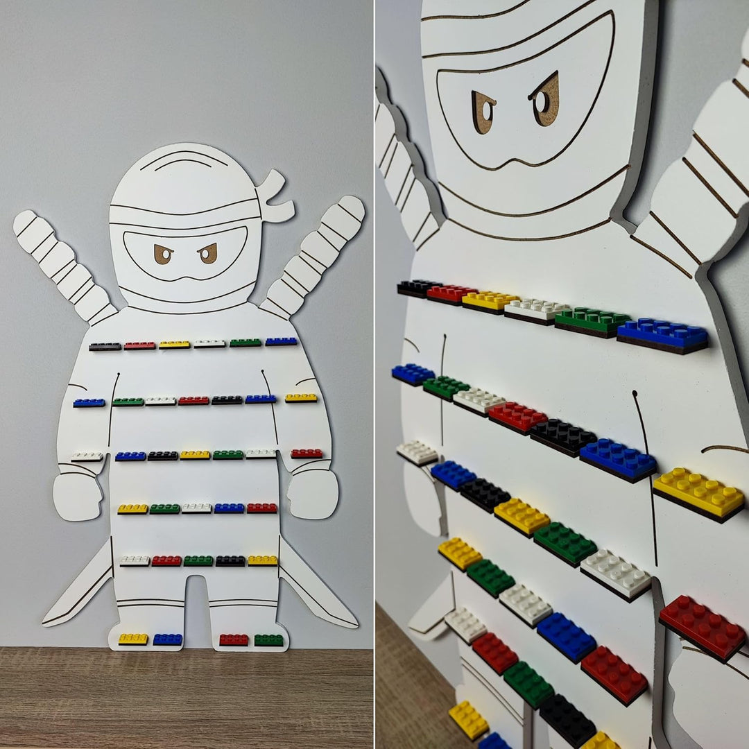 Weiss Ninja Boy Aufbewahrung Regal für Minifiguren. Kinder Schaukasten Regale. Kinderzimmer Holz Wan