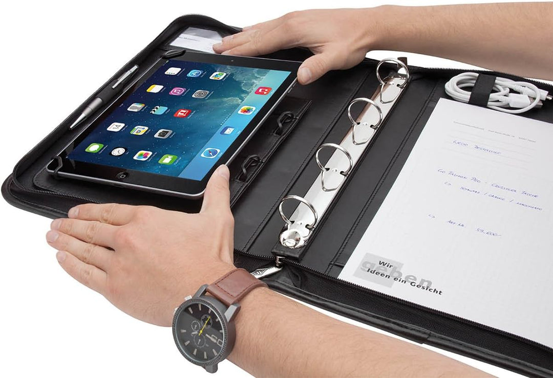 Wedo 5874901 Elegance A4 Organizer (mit Universalhalter für Tablet-PC von 24,6 cm (9,7 Zoll) bis 26,