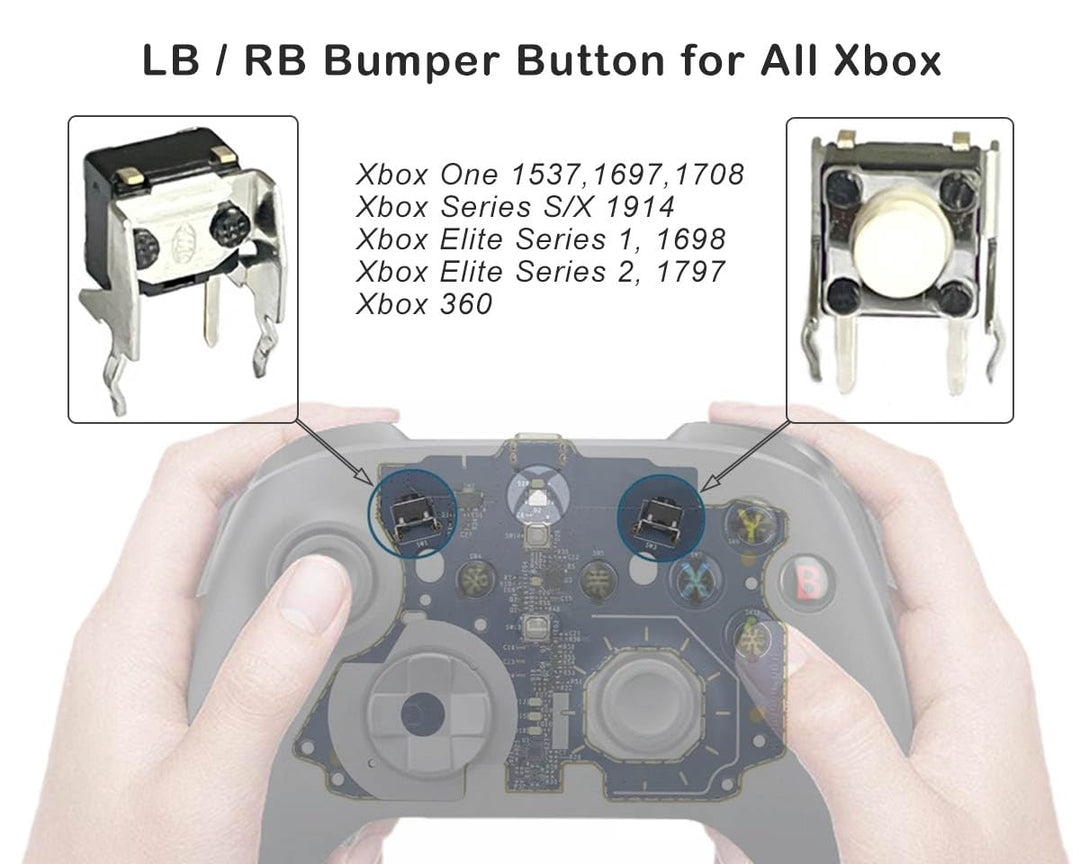 ElecGear 8x Taktiler Schalter + Entlöt-Heizplatte für Xbox Controller, Ersatz LB RB Stossfängertaste