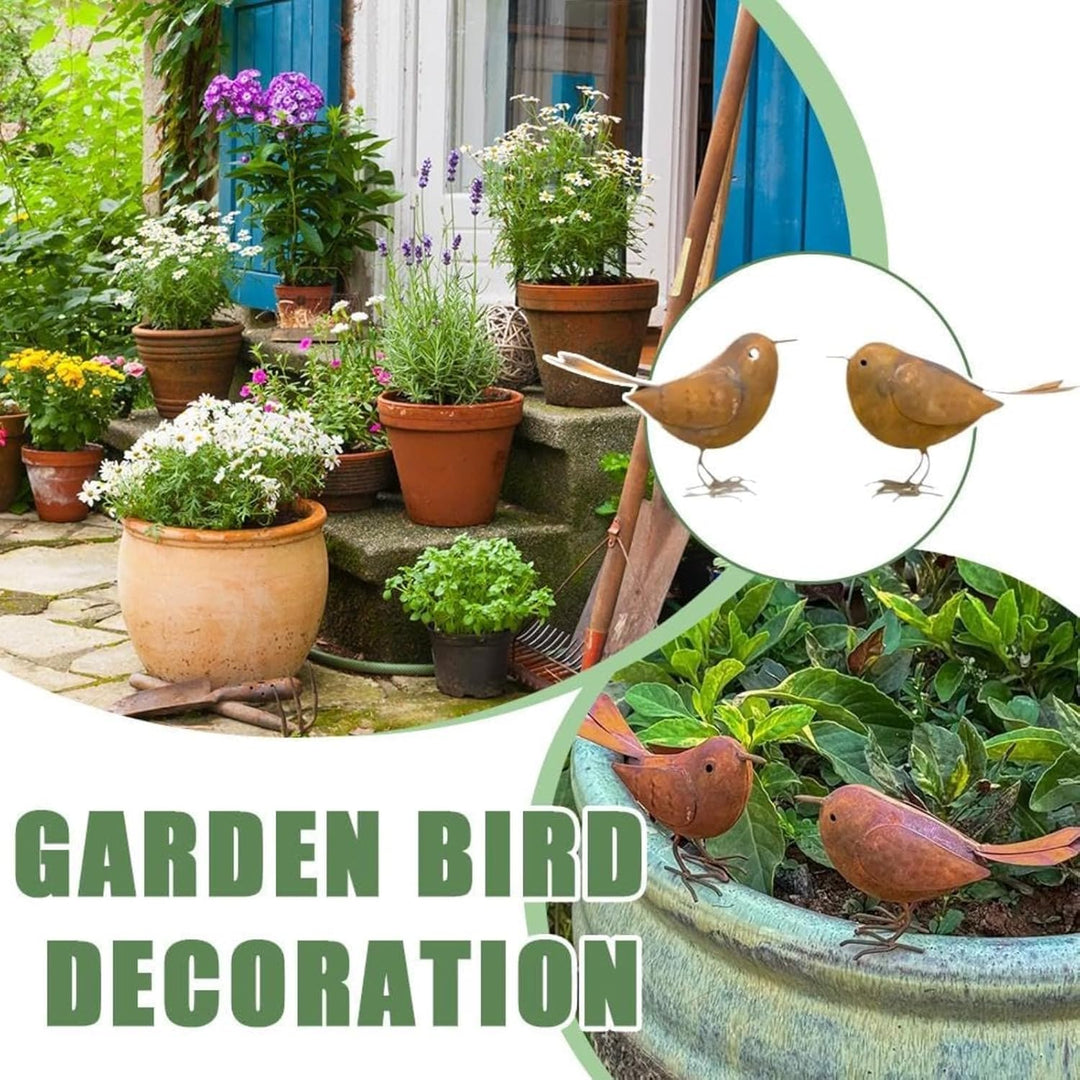 2 Stück Gartendeko Metall Deko Vögel, Outdoor und Garten Vintage Singvogel Figuren Gartenstecker Ros