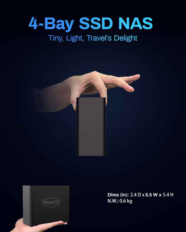 TERRAMASTER F4 SSD NAS Storage - 4Bay All SSD NAS Server N95 QuadCore CPU, 8GB DDR5 RAM, 5GbE Port,