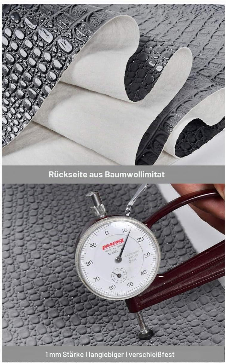 NIANTONG Kunstleder Stoff Krokodilmuster Glänzender PU-Kunstleder Polsterstoff Meterware 138 cm Brei
