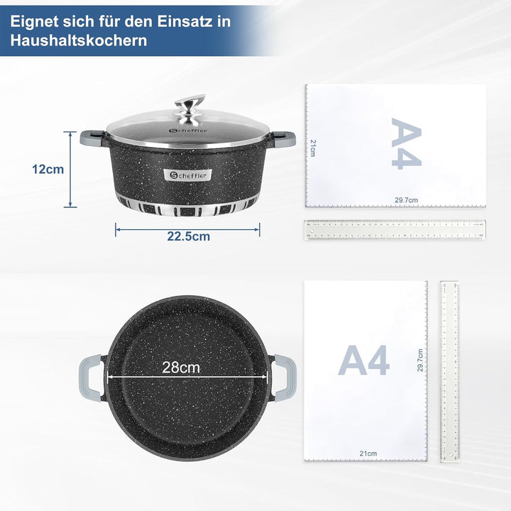 Scheffler Topf Mit Deckel, 28 cm/7 L, Induktions, Antihaftbeschichtung | Für alle Herdarten, Alumini