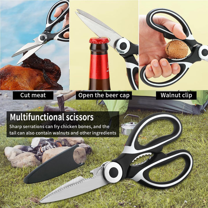 Evanda Camping Kochgeräte Set 10 Stück, Edelstahl Outdoor Kochen und Grillen Utensil Organizer Trave