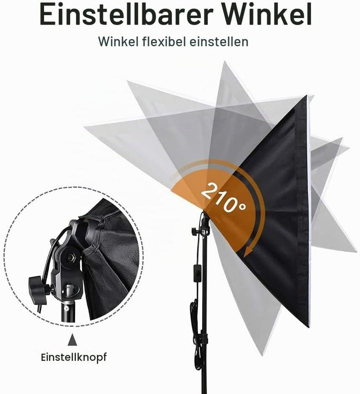 Softbox-Beleuchtungsset,Professionelles Studio Kontinuierliche Ausrüstung mit 2M Lichtstativ, 3200-5