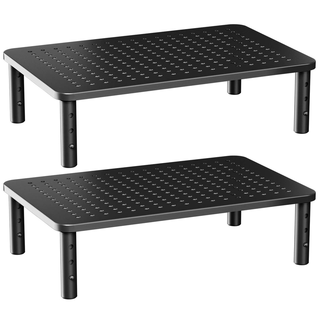 HUANUO Monitorständer mit 3 ergonomischen Höhen, verstellbar, mit belüfteter Lochplattform für Monit