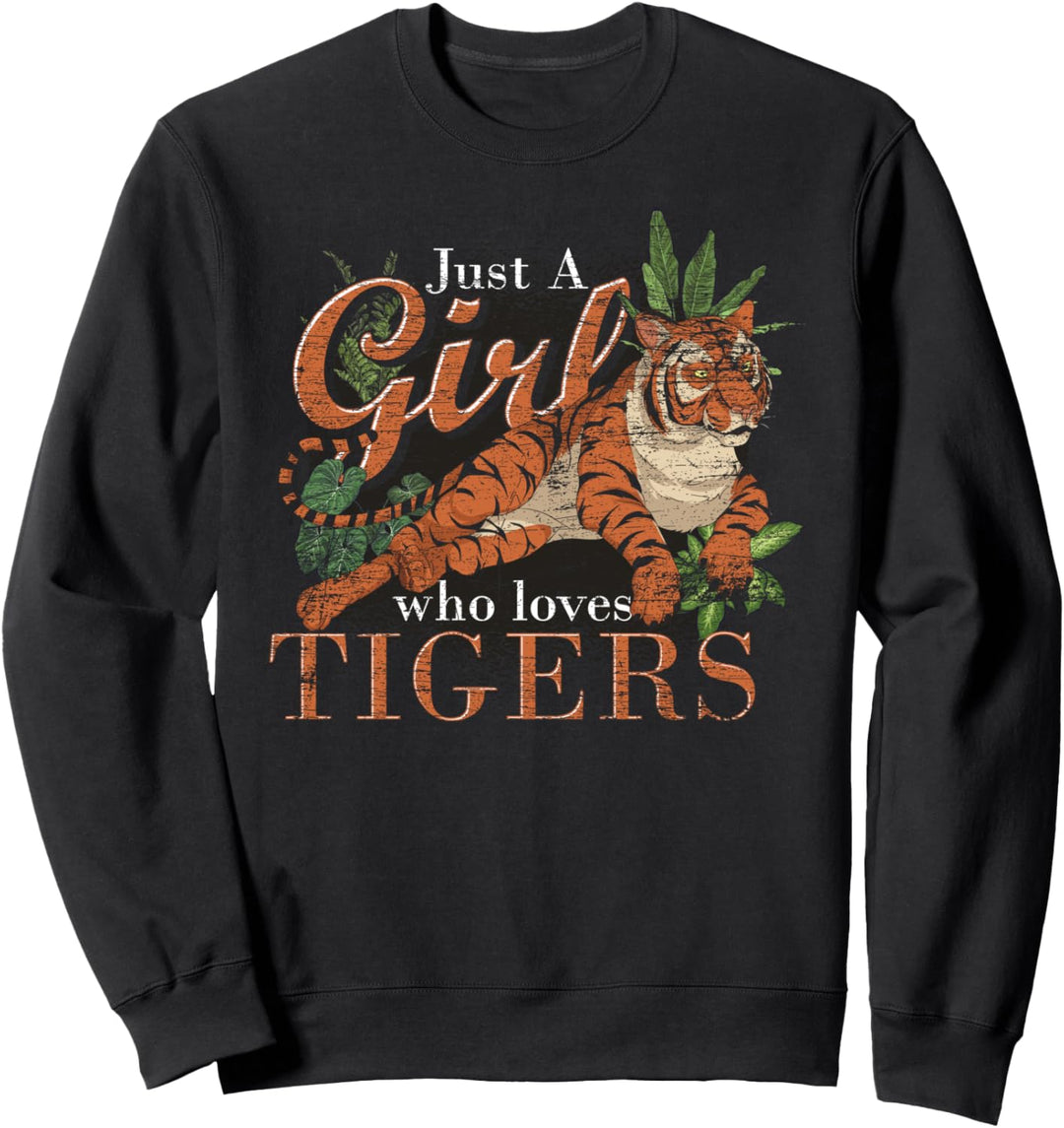 Nur ein Mädchen das Tiger liebt Asien Zoo Tier Tiger Sweatshirt