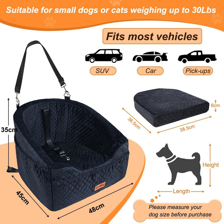 Vivifying Hundeautositz für kleine Hunde, abnehmbare und waschbare Sitzerhöhung für Haustiere bis zu