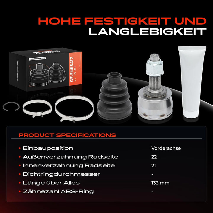 Frankberg Gelenksatz Antriebswelle Vorne Kompatible mit Mito 2008-2018 Grande Punto 2005-2012 Idea 2