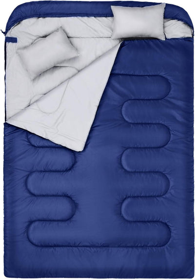 Schlafsack Outdoor: Sportneer Schlafsäcke 2 Personen Doppelschlafsack 220x150cm, 3.5kg mit 2 Kissen,