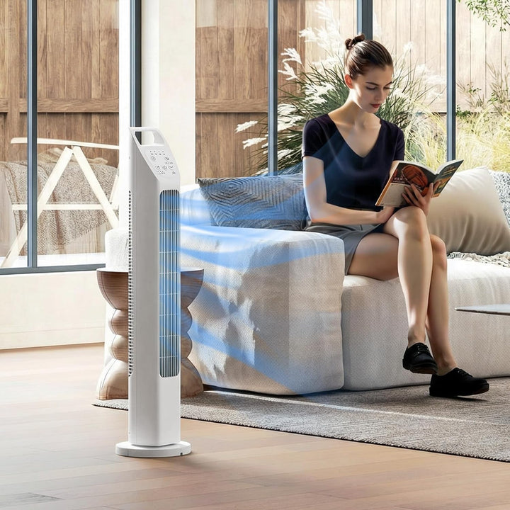 HOMCOM Turmventilator, elektrischer Ventilator mit Fernbedienung, 75° oszillierend, 3 Geschwindigkei