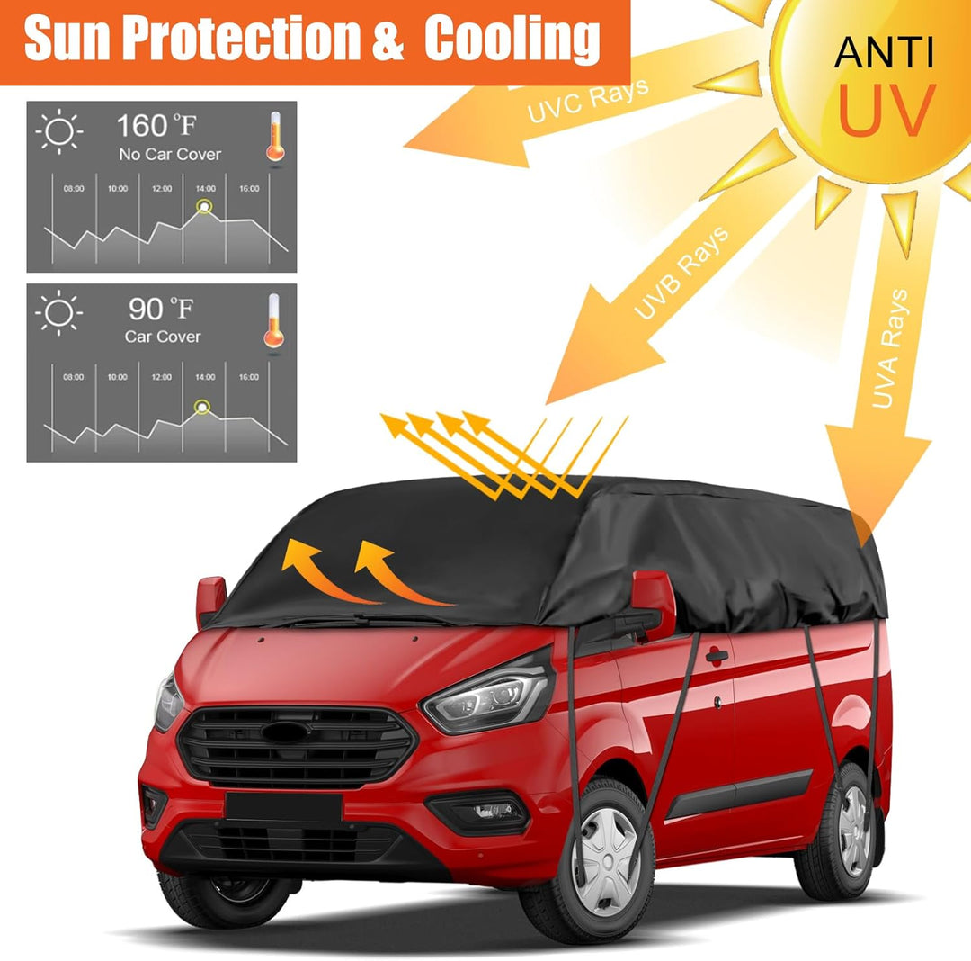 Autoabdeckung Wasserdicht Ersatz für 2012-2024 Ford Transit Custom, Sonnenfest Hälfte Autoabdeckung,