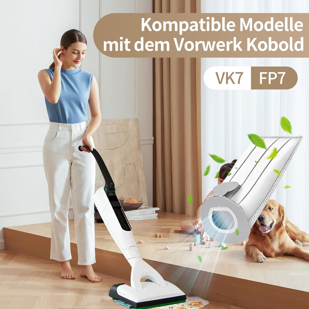 12 Stück Staubsaugerbeutel für Vorwerk Kobold VK7 FP7,Filtertüten für Vorwerk Akkusauger VK7 FP7,Ers