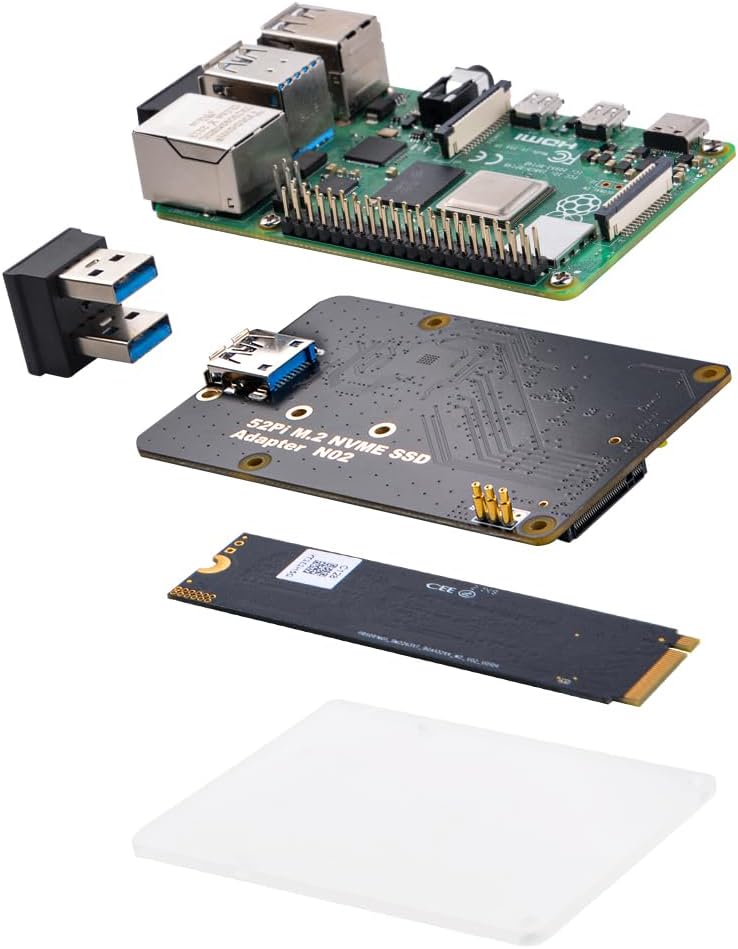 GeeekPi M.2 NVME SSD Storage Expansion Board for Raspberry Pi 4, Only Support M.2 NVME SSD (Raspberr