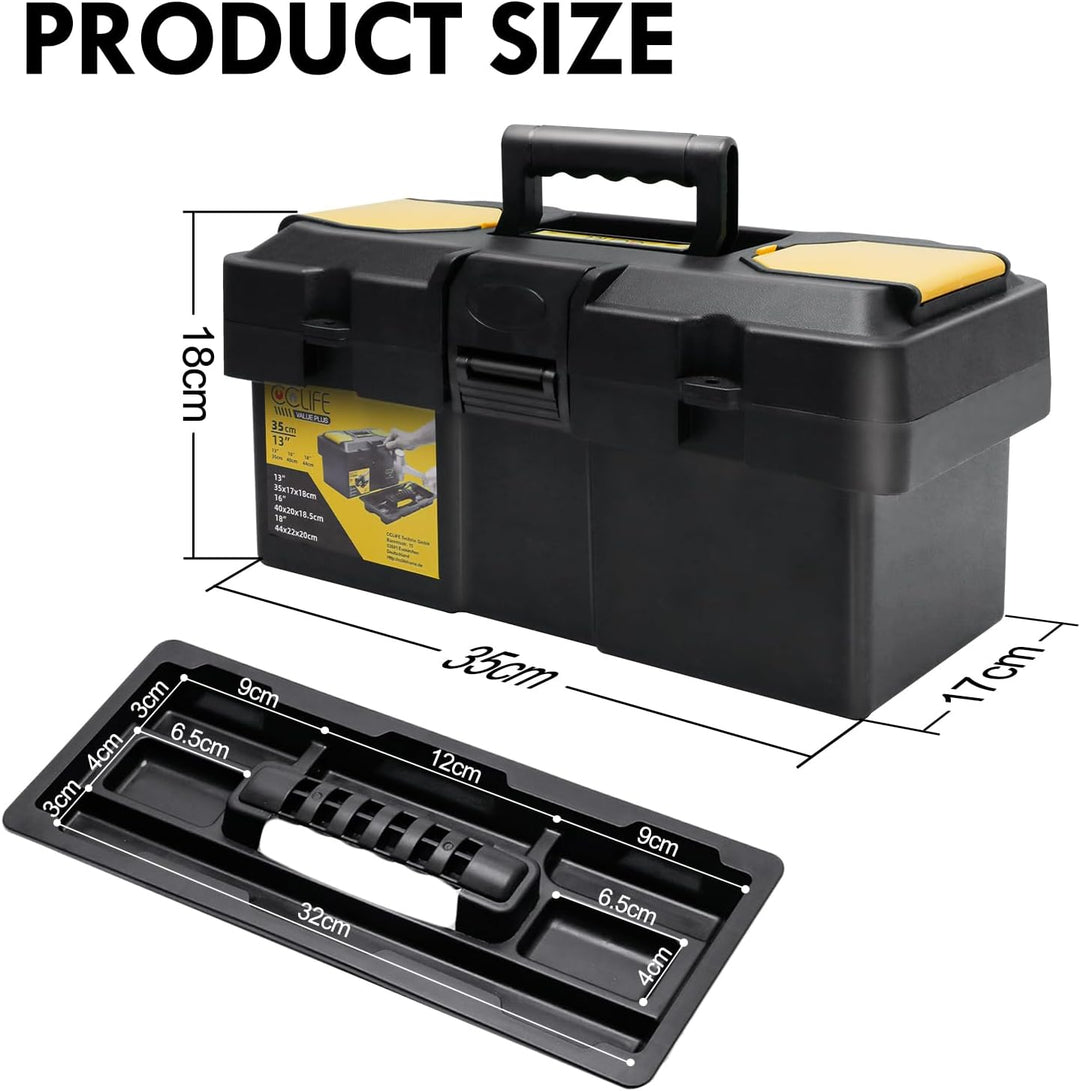 CCLIFE Werkzeugbox 13" Werkzeugkasten 35 x 17 x 18 cm Koffer mit 2 kleinen Aufbewahrungsboxen, Schne