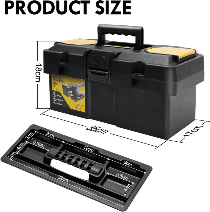 CCLIFE Werkzeugbox 13" Werkzeugkasten 35 x 17 x 18 cm Koffer mit 2 kleinen Aufbewahrungsboxen, Schne