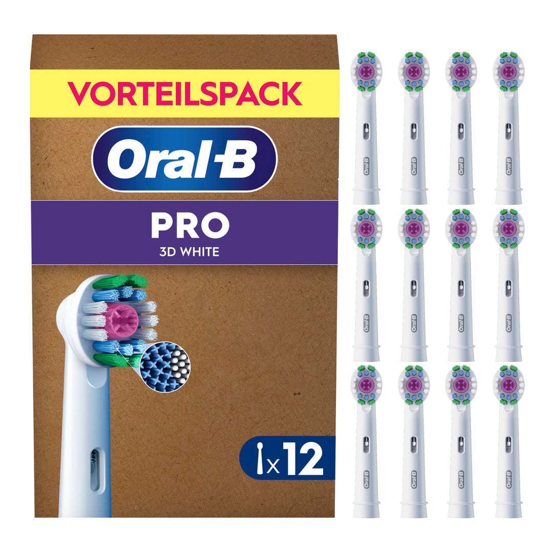 Oral-B Pro 3DWhite Aufsteckbürsten für elektrische Zahnbürste, 12 Stück, aufhellende Zahnreinigung,