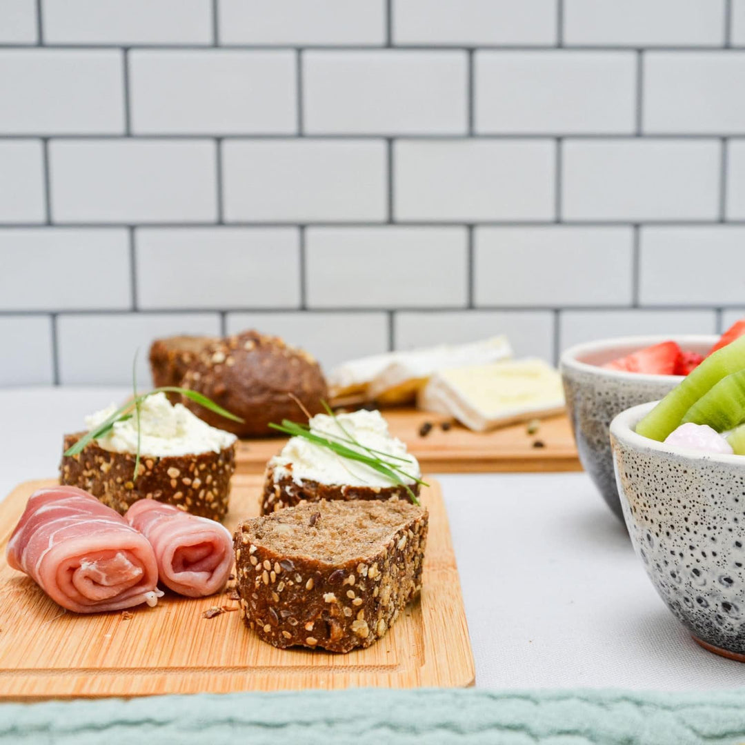 DuneDesign Frühstücksbrettchen Holz 6er Set - Bambus Holzbrett 22x15 cm für Küche & Frühstück - stab