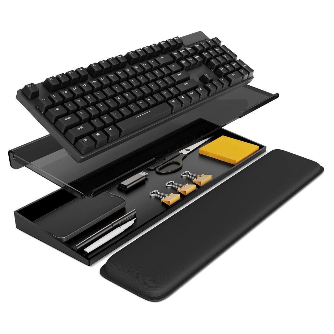 Tastaturablage Aus Durchsichtiges Acryl Geneigter Computer Mit Aufbewahrungsbo, Tastaturablagehalter