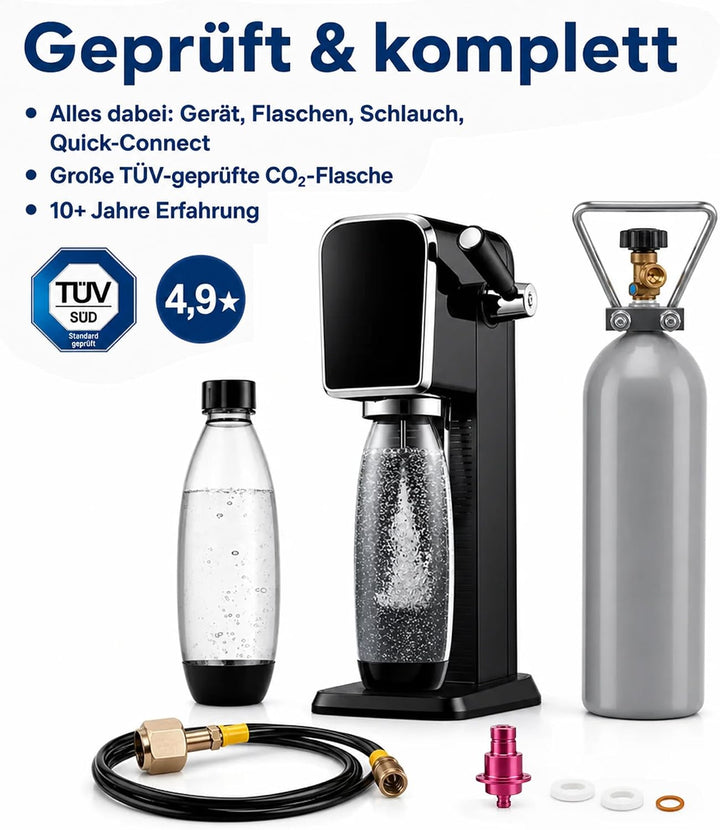Wassersprudler Art Spar-Set mit 2kg CO2-Flasche 400L statt 60 L | optimal für Familien und Büro I TÜ